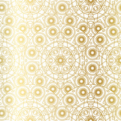 Golden Luxury Art Mandala Boho Seamless Pattern
