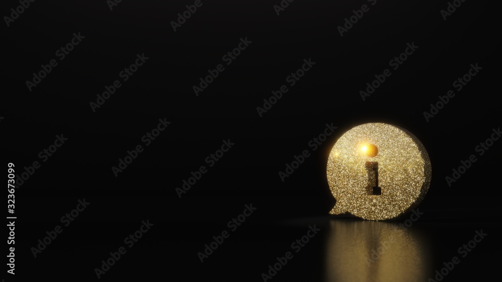 Poster science glitter gold glitter symbol of rounded chat bubbles 3d rendering on dark black background wi