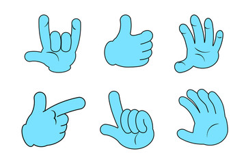 Vector set of cartoon gesturing hands gestures