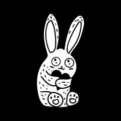 Beautiful Sitting Bunny Holding Heart Hand Drawn