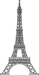 Fototapeta na wymiar Paris line line style illustration. The famous Eiffel Tower in Paris, France. The architectural symbol of the city of France. Illustration of the vector structure of the building