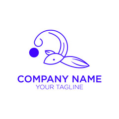 purple fish outline logo for the web or app