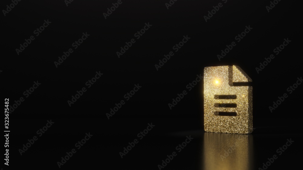 Poster science glitter gold glitter symbol of file alt 3d rendering on dark black background with blurred r