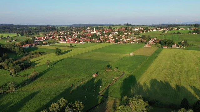Aerial of Königsdorf, Upper Bavaria, Germany