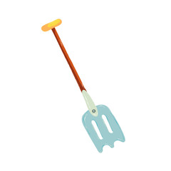Single garden rake or garden tools. Vector. doodle clipart. Isolated on a white background. For design, cards, invitation, decoration, stickers.