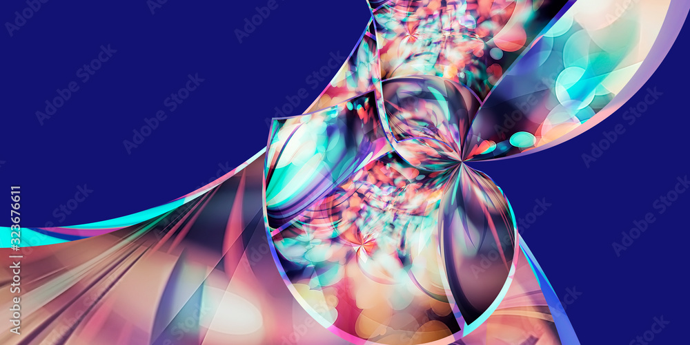 Poster abstract festive gradient multi-color background trend color 2020. the flowing lines of the waves fi