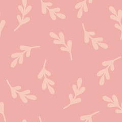 Cute Pink Leaves Vector Seamless Pattern