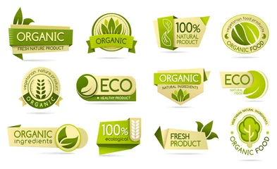 Foto op Aluminium Organic food labels, eco and bio natural products © Genzi