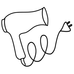 doodle style hair dryer on a white background for a thematic design