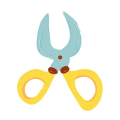 Single garden scissors. Gardening decoration. Vector. doodle clipart. Isolated on a white background. For design, cards, invitation, decoration, stickers.