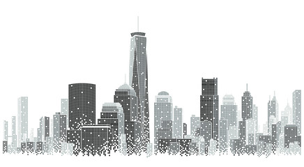Building and urban illustration, urban scene at night. New York City.  Cityscape night