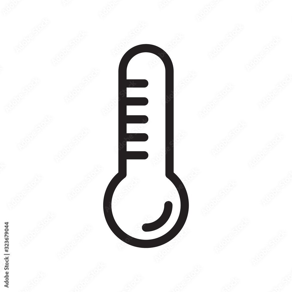 Poster mercury thermometer icon. thin line art logo of temperature. black simple illustration. contour isol