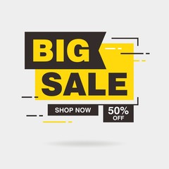 Simple Flat Big Sale Letter Sign Shape Banner Design, Discount Banner Template Vector for advertising, social media, web banner