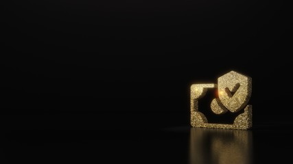 science glitter gold glitter symbol of money 3D rendering on dark black background with blurred reflection with sparkles