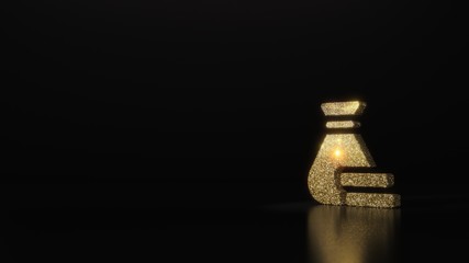 Obraz na płótnie Canvas science glitter gold glitter symbol of money bag 3D rendering on dark black background with blurred reflection with sparkles