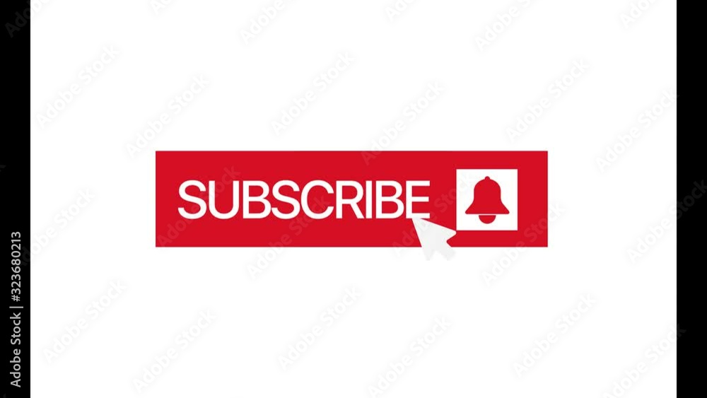 Poster subscribe button template. red subscribe button with bell sign and white arrow click, 4k animation f