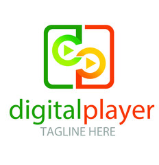 letter d and p logo for digital player icon