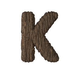 Bark letter K - 3D illustration