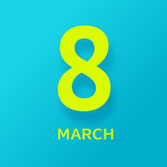 8 March Women's Day greeting card template. Festive feminine poster. Love, women, femininity concept. Vector Illustration