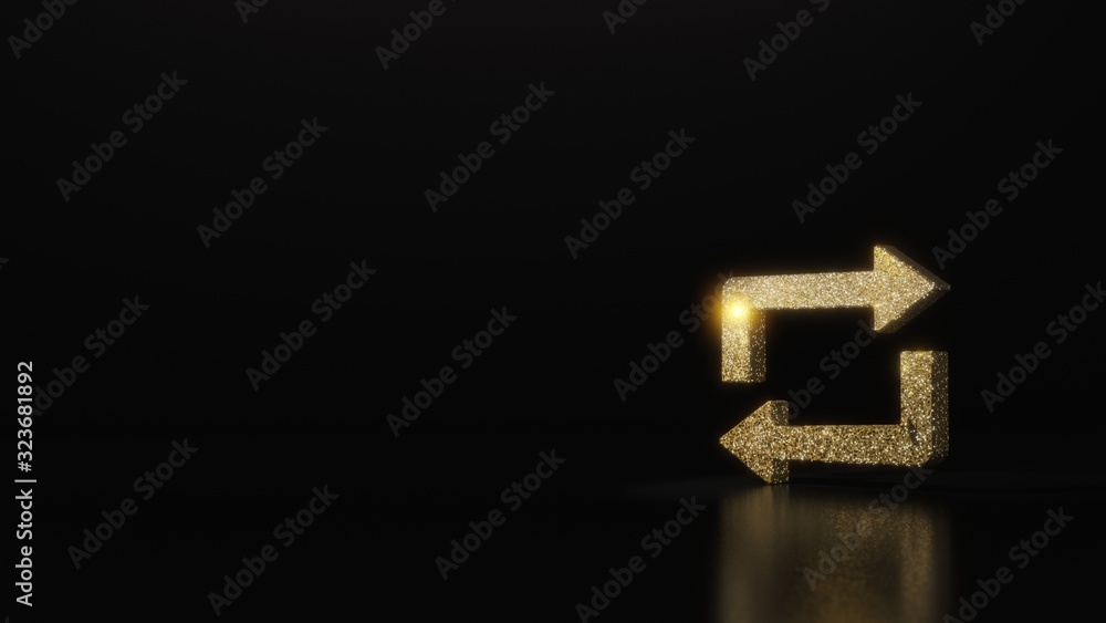 Poster science glitter gold glitter symbol of repeat 3d rendering on dark black background with blurred ref
