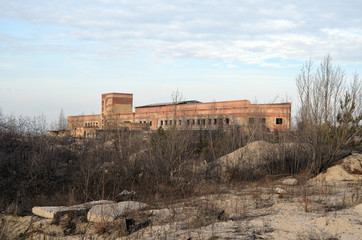 Fototapeta na wymiar Abandoned construction site of hospital. Abandoned at 1991,during Ukrainian undependence crisis. Kiev,Ukraine
