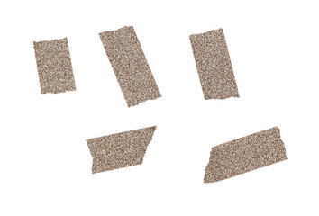 Set of glitter ripped scotch tapes isolated on white