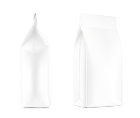 Realistic food bags isolated on white background. Isometric and front view. Vector illustration. Can be use for template your design, presentation, promo, ad. EPS 10.	