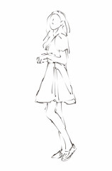 Sketch fashion woman in style
