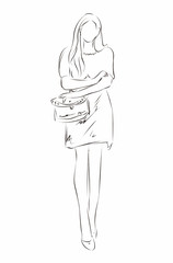 Sketch fashion woman in style