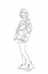 Sketch fashion woman in style