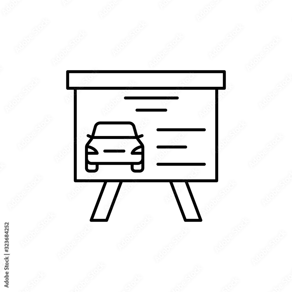 Poster car, training, driver icon. simple line, outline vector elements of driving school icons for ui and 