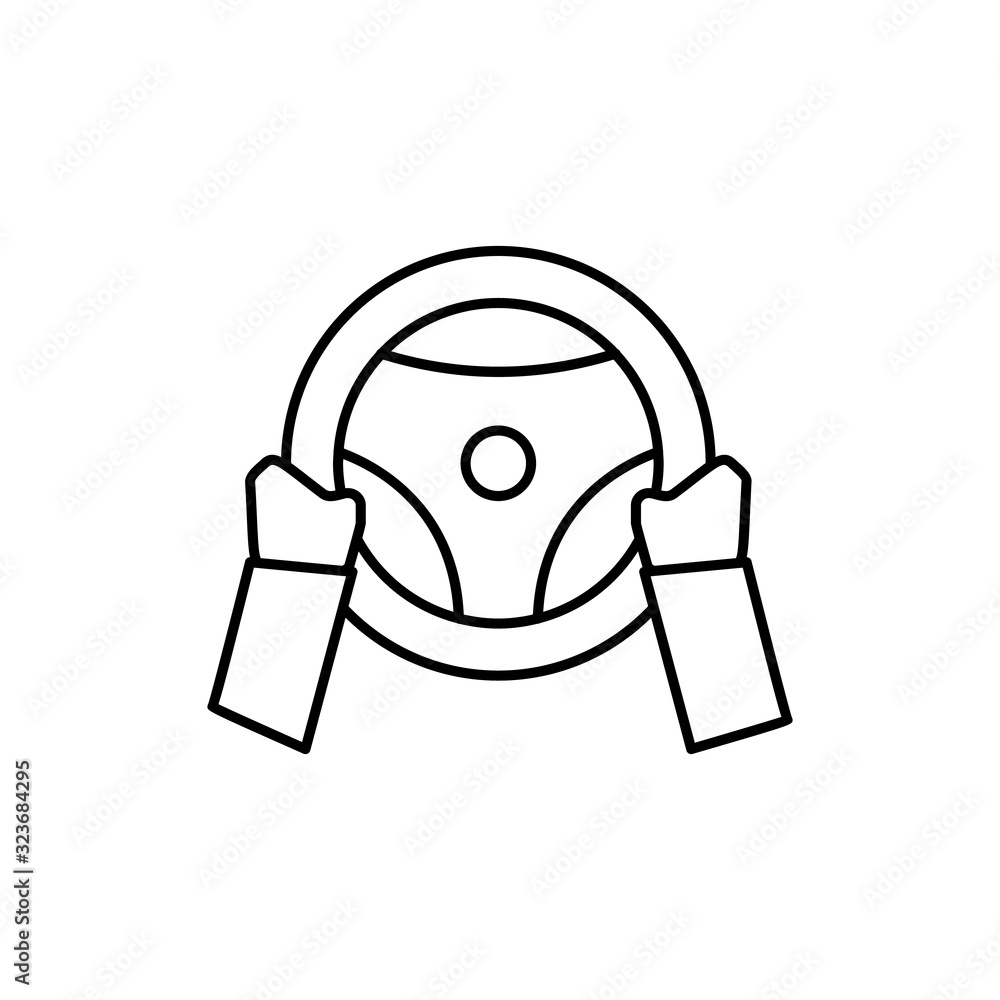 Poster hands, steering wheel icon. simple line, outline vector elements of driving school icons for ui and 