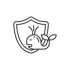 Whale, shield, animal protection icon. Simple line, outline vector ecology icons for ui and ux, website or mobile application