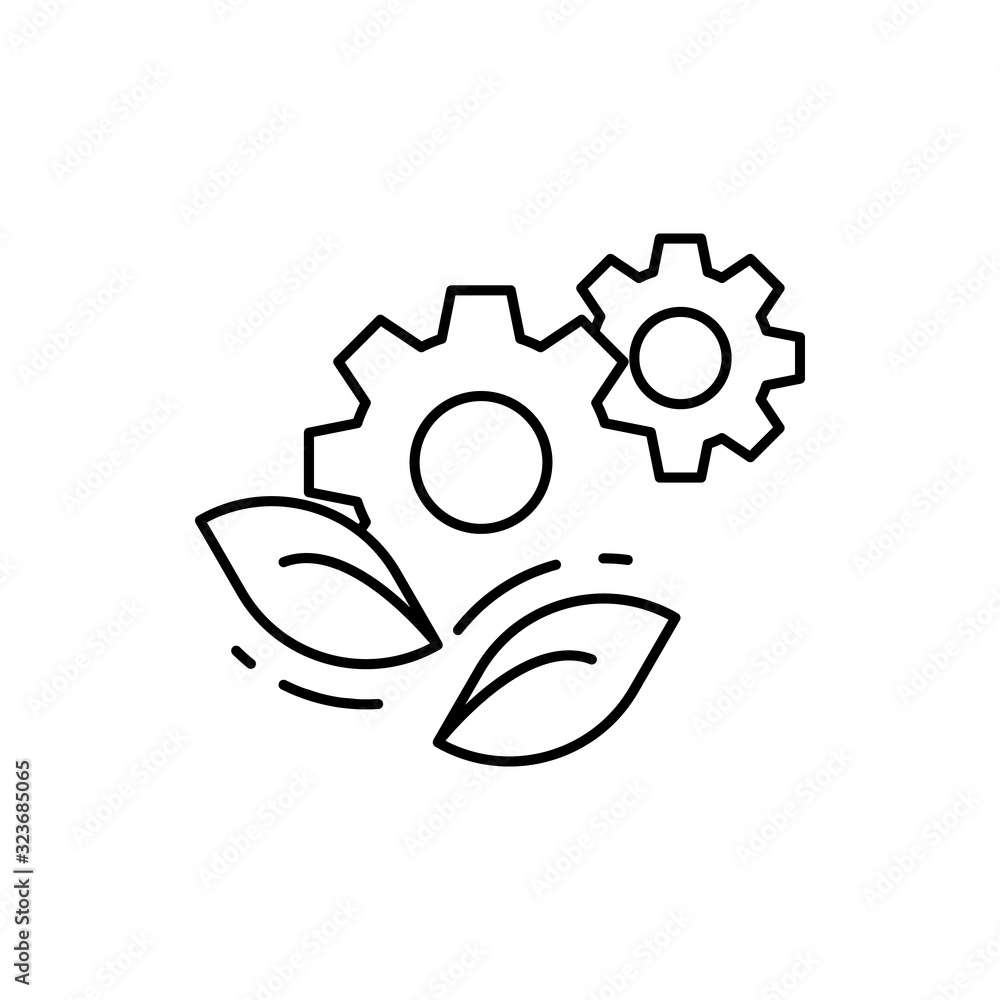 Poster gears, leafs icon. simple line, outline vector ecology icons for ui and ux, website or mobile applic