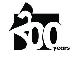 Vector 200 years anniversary logotype. Isolated black logo 200th jubilee on white background