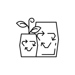 Recycle bin, plant icon. Simple line, outline vector ecology icons for ui and ux, website or mobile application