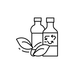 Recycling sign, leafs, bottle icon. Simple line, outline vector ecology icons for ui and ux, website or mobile application