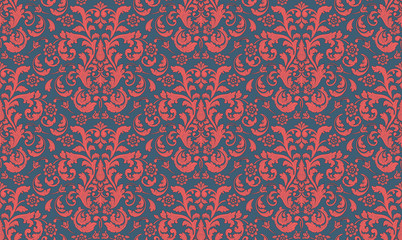 Damask seamless pattern element. Vector classical luxury old fashioned damask ornament, royal victorian seamless texture for wallpapers, textile, wrapping. Vintage exquisite floral baroque template.