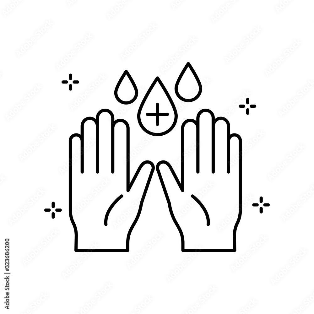 Poster hand, drop icon. simple line, outline vector elements of hygiene icons for ui and ux, website or mob