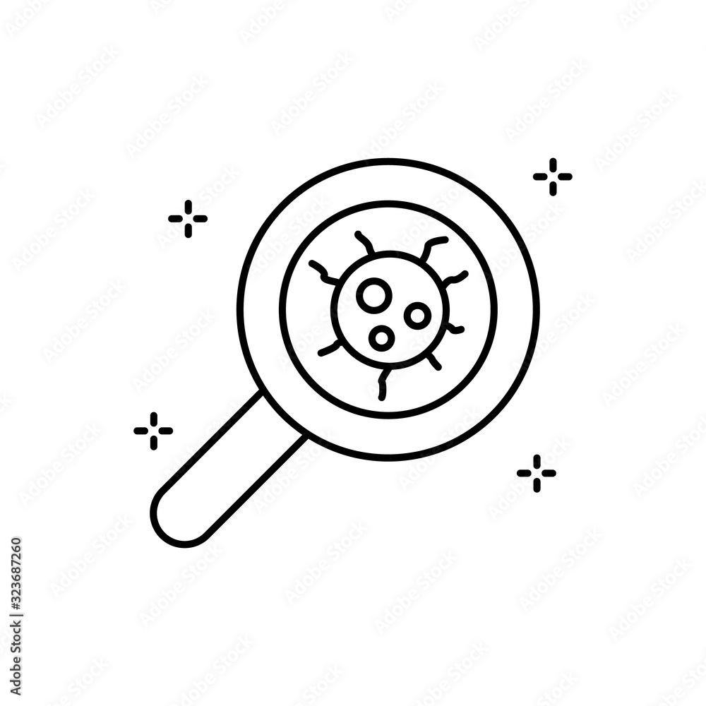 Poster magnifier, bacteria icon. simple line, outline vector elements of hygiene icons for ui and ux, websi