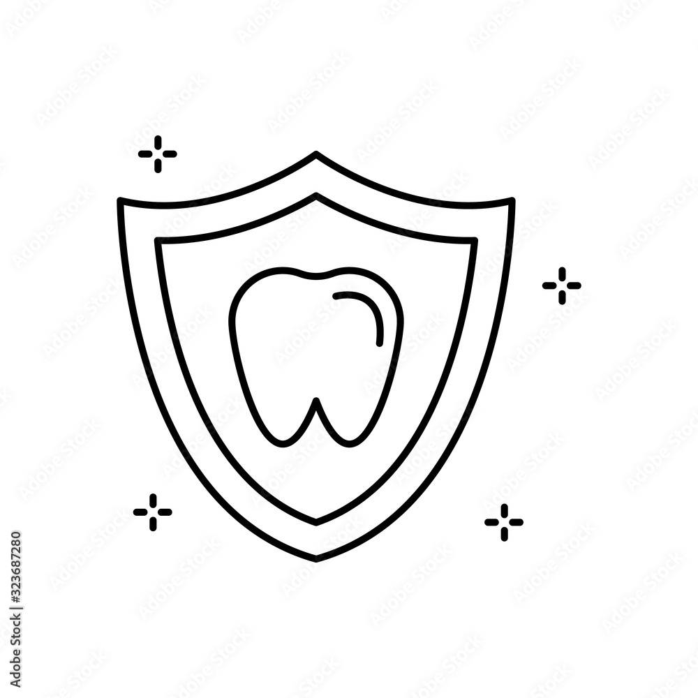 Poster shield, tooth icon. simple line, outline vector elements of hygiene icons for ui and ux, website or 