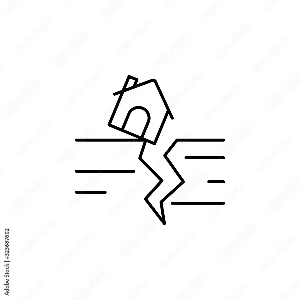Poster house, fault, abyss icon. simple line, outline vector elements of natural disasters icons for ui and