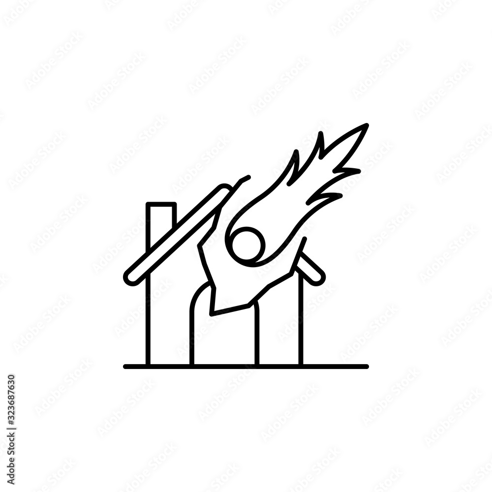 Poster house, meteorite icon. simple line, outline vector elements of natural disasters icons for ui and ux