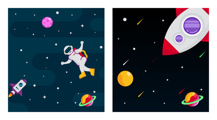 Flat outer space background illustration vector