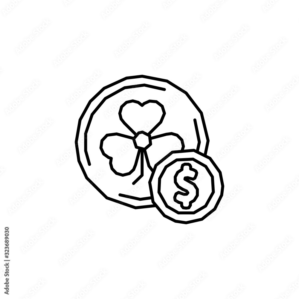 Aufkleber clover, coins icon. simple line, outline vector elements of patrick's day icons for ui and ux, websi