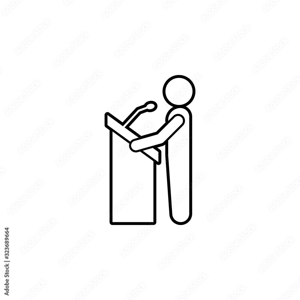 Poster a speech from the rostrum icon. simple thin line, outline vector of conversation icons for ui and ux