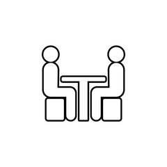 chatting at the table icon. Simple thin line, outline vector of conversation icons for ui and ux, website or mobile application