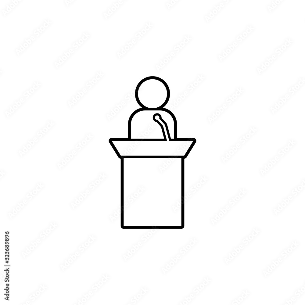 Poster a speech from the rostrum icon. simple thin line, outline vector of conversation icons for ui and ux