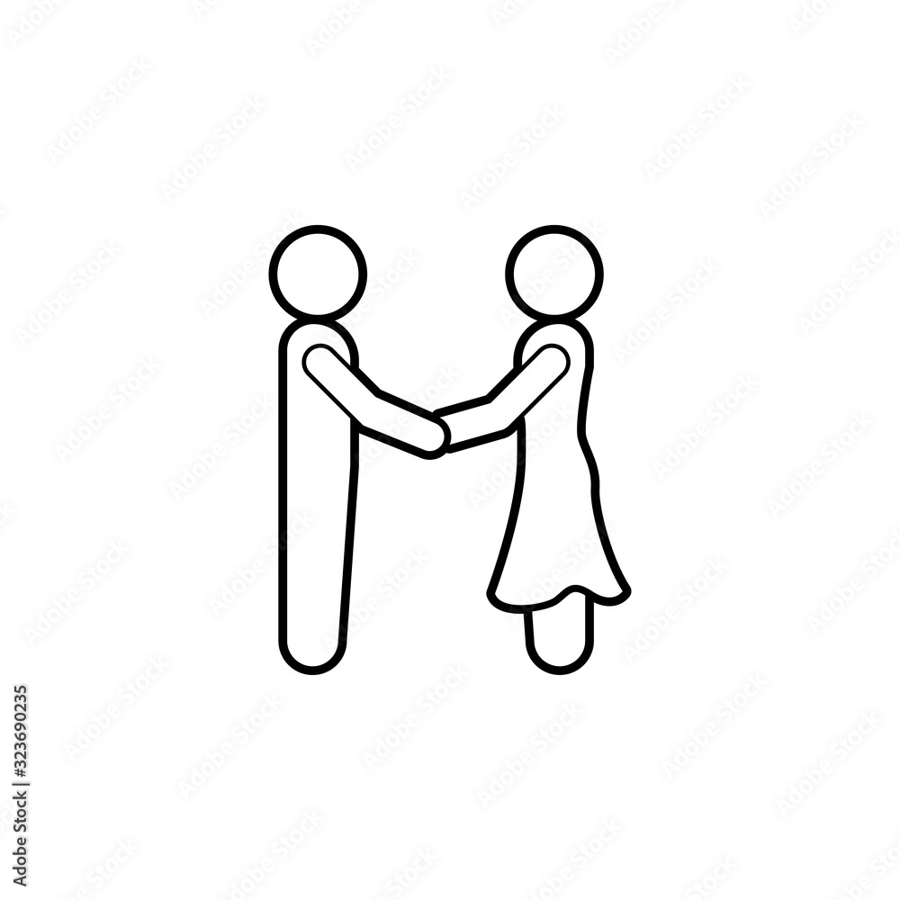 Aufkleber guy and girl talk icon. simple thin line, outline vector of conversation icons for ui and ux, websit