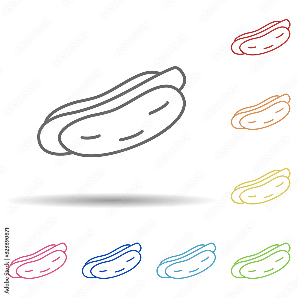 Poster hot dog in multi color style icon. simple thin line, outline vector of fast food icons for ui and ux
